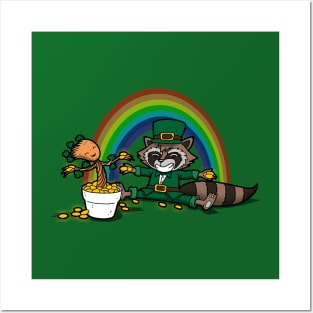 Saint Patrick's Day Superhero Dynamic Duo Leprechaun Posters and Art